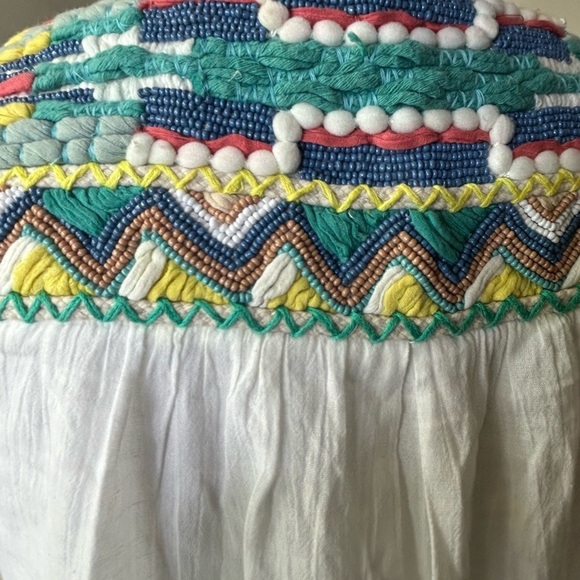 New Anthropologie Isato White Gauzy Embroidered Beaded Peasant Blouse Small - Picture 6 of 9